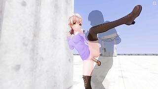 3D HENTAI Met a mistress in a shopping center and fucked on the roof