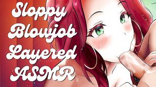 Layered Erotic ASMR Blowjob, Deepthroat and Dirty Talk by a Submissive Slut