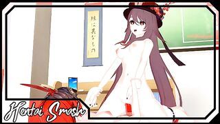 Amber fucking Hu Tao with a strapon - Genshin Impact Lesbian Hentai