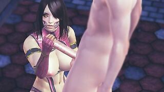 Mortal Kombat Mileena face fucked in public