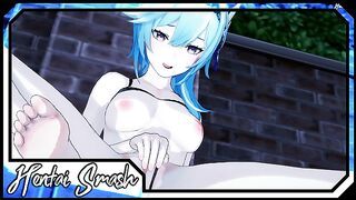 Eula fingering herself and having a squirting orgasm - Genshin Impact Hentai