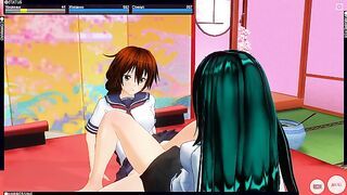3D HENTAI schoolgirls lesbians cum after lessons