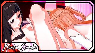 Yui gets fingered by Asuna, then gets her pussy eaten - Sword Art Online Lesbian Hentai.