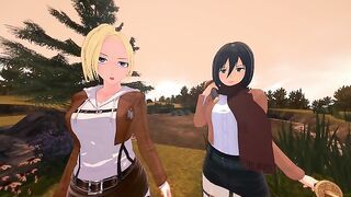 MIKASA AND ANNIE FOURSOME - ATTACK ON TITAN PORN (Shingeki no Kyojin)