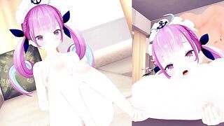 [VR 360 4K] Aqua Minato Hololive Licking the pussy