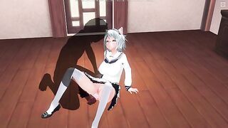3D HENTAI Teacher fucks a schoolgirl with a vibrator in the ass