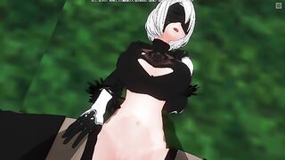 3D HENTAI POV 2B squirts on your cock