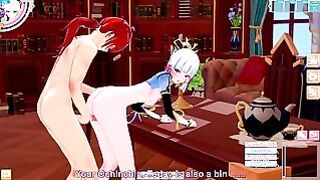 3D/Anime/Hentai, Genshin Impact: Kamisato Ayaka Loves When Diluc Fucks Her Hard !!