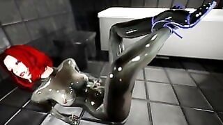Skyrim Demon And Latex Catsuit Women In The Bathroom