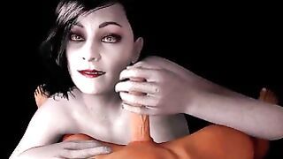 Lady Dimitrescu Jerks Off a Dick Passionately