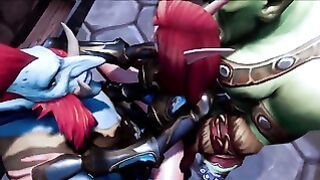 Elf Double Teamed By An Ork And A Troll