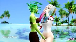 Harley Quinn & Medusa Having Sex At The Beach House