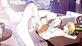 Genshin Impact Hentai – Lumine X Razor Hard Sex Handjob, Blowbjob And Fucked With Creampie – Japanese Asian Manga