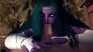 Night Elf Princess Give You A Blowjob In The Garden POV 3D Porn