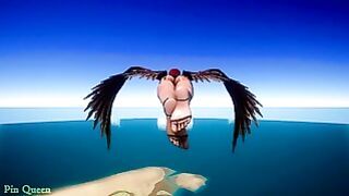 Oiled Red Harpy Flies And Shows Legs Wild Life