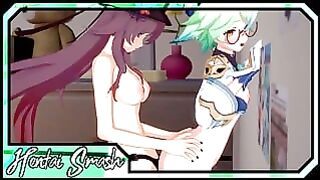 Hu Tao Fucks Sucrose Hard With A Strapon – Genshin Impact Lesbian Hentai