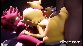 Lucky Man Having Fun With Chica And Foxy