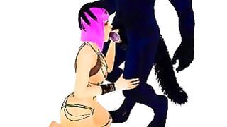 Blowjob For Furry Werewolf With Finals In Mouth Big Cock Monster 3D Porn