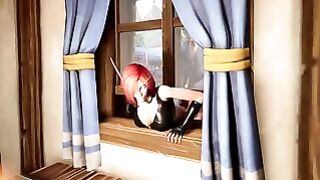 Elf Thieve Stuck On A Window Warcraft Hentai Parody