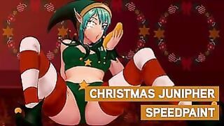 Christmas Speed Drawing: Junipher As An Elf