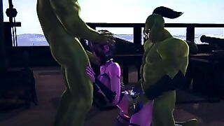 Two Orcs Fucked A Dark Elf And Cum On Her Face And Ass