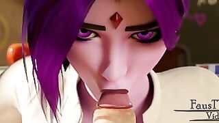 Raven Rewarded The Shy Boy With A Good Blowjob After Class