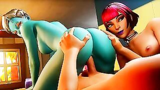 Tender Ass Fortnite Babes Take Turns Doing The Reverse Cowgirl On A Nice Rock Hard Cock