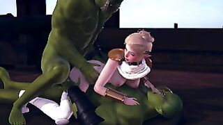 Two Orcs Staged A Double Penetration Into A Cute Elf