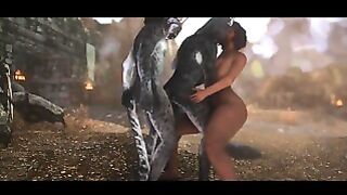 Outdoor Khajiit Anal Threesome