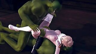 Elf Girl Gets An Orgasm From Two Big Cocks