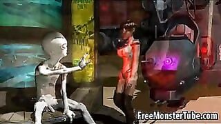 3D Babe Sucks Cock And Gets Fucked By An Alien