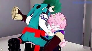Mina Ashido And Izuku Midoriya Have Deep Sex In The Men’s Restroom. – My Hero Academia Hentai