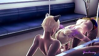 Suicide Squad Yaoi – Observe Harley Quinn Femboy Skills With Her Hand And Mouth
