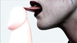 Harley Quinn Licks Dildo Sweetly. Bysmiled