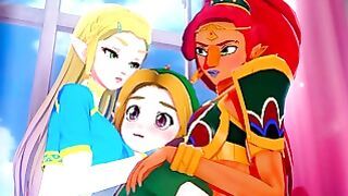 Zelda And Urbosa Threesome With Link The Legend Of Zelda Hentai