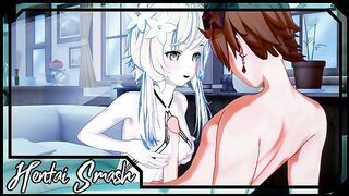 Lumine gets her pussy fucked hard by Tartaglia - Genshin Impact Hentai.