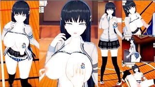 [Hentai Game Koikatsu!] Big tits Expressionless schoolgirl  is rubbed with her boobs. And sex. Anime