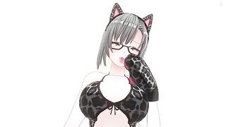3D HENTAI Neko girl has a gorgeous orgasm and does AHEGAO