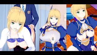 [Hentai Game Koikatsu! ]Have sex with Fate Big tits Artoria Pendragon.3DCG Erotic Anime Video.