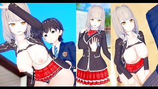 [Hentai Game Koikatsu!] Big tits beautiful schoolgirl “Azusa”  is rubbed with her boobs. And sex.