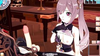 3D/Anime/Hentai. Genshin Impact: Keqing orgasms form Diluc's big Dick !!!
