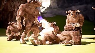 A Group Of Furry Minotaurs Watch As They Fuck Two And In The End They All Go For Her 3D Porn Wild