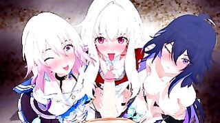 Clara, Seele & March 7Th Wants The Dick Honkai Star Rail Hentai Compilation