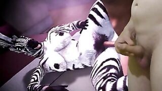 Furry In A Striped Suit Takes A Cock And Moans Gently