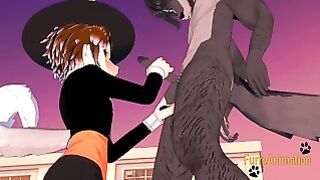 Furry Yaoi 3D – Shiro Dog Do A Blowjob To Big Black Dog
