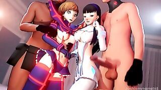 Chie And Yukiko Gets Gangbang While Cosplaying Ryuko And Satsuki Persona SFM