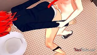 2 Nekoboys Having Sex In School’s Toilet , Handjob And Anal With Crempie