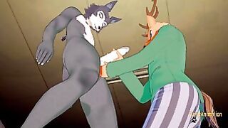 Beastar Yaoi – Louis Masturbates Legosi And Gets Cum On His Face Then Fucks Him With Creampie