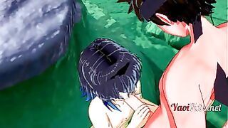 Naruto Kimetsu No Yaiba Yaoi Hentai 3D – Kiba & Inosuke Handjob, Blowjob And Fucked In Onsen 1/2
