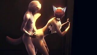 Furry Yaoi – Fox Gives A Dog Boy A Handjob Then Fucks Him Against The Wall In An Alley